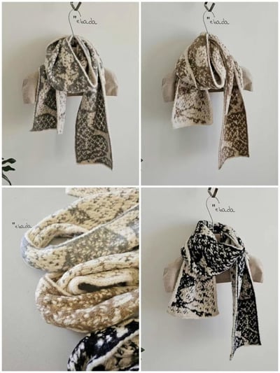 正韓EBA復古花紋針織圍巾 ( 7.7%羊毛)5